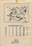 712916 Blad SEPTEMBER 1945 van de ‘Mosquito-Kalender 1945’, uitgegeven door de illegale uitgeverij ‘Het Stichtse ...